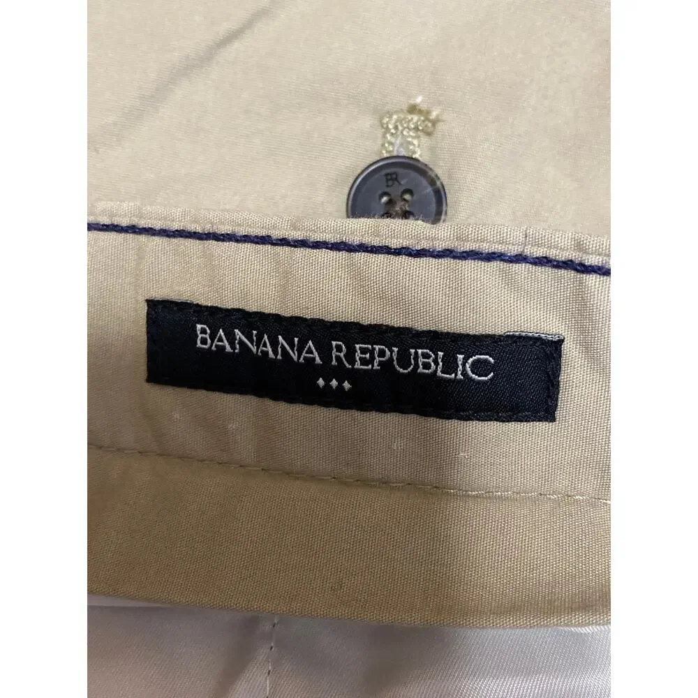 Banana Republic Men's Tan Beige Straight Leg Chino Khaki Trousers Pants Size 35